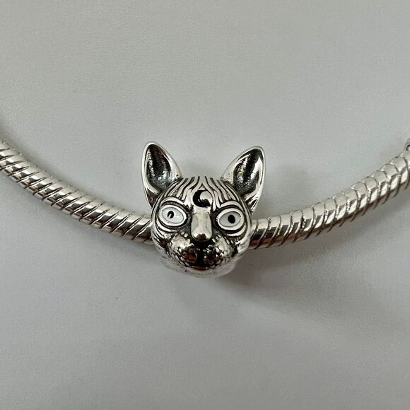 Sphynx Cat S925 Sterling Silver, Pandora Moments Compatible Charm - Picture 3 of 10